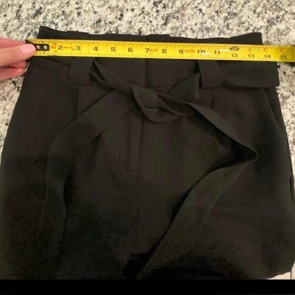 Black Express Paperbag High Rise Slim Pants Long 0 Ankle Office Business - Picture 8 of 8